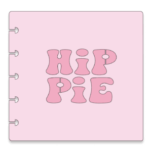 Clipart image of a pink stencil with the word hippie on it in light pink.