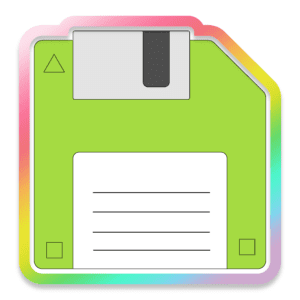 Clipart image of a green floppy disk.