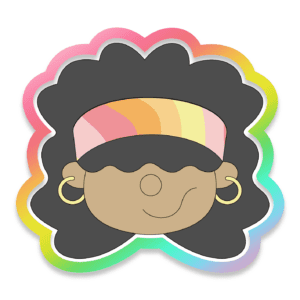 Clipart image of a hippie wearing a rainbow headband.