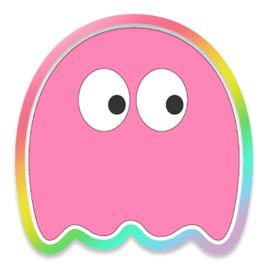 Clipart image of a pink pack man ghost.
