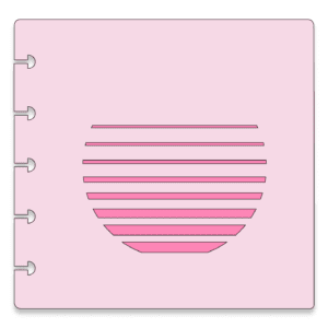 Clipart image of a pink retro sunset.