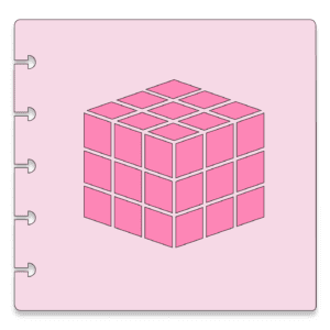 Clipart image of a pink stencil of a cubic cube.