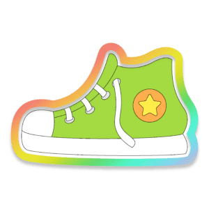 Clipart image of a green hightop show with a start on it.