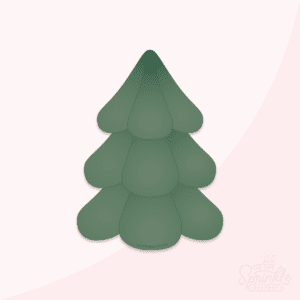Clipart image of a green round Christmas tree with 3 layers.