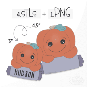 A graphic image of a candy pumpkin plaque on a white background.