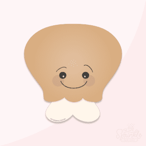 Clipart of a brown turkey leg with cream bone and a smiling face.