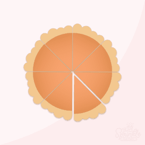 Clipart image of a pumpkin pie with 8 slices.