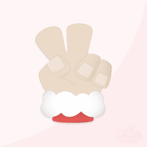 Clipart image of a Santa hand making a peace sign.