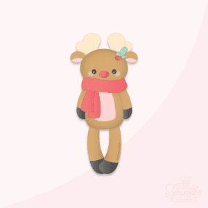 Clipart image of a Rudolph doll wearing a scarf.