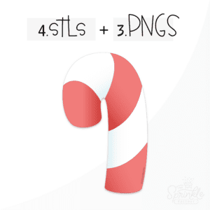 Clipart of a classic red and white thick stripped candy cane facing left.
