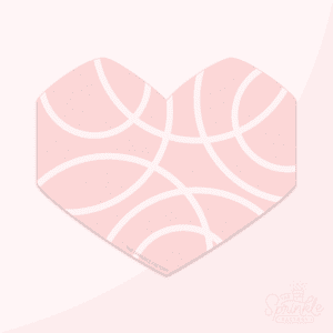 Clipart of the top a heart shaped snack cake with pink icing and white swirls.