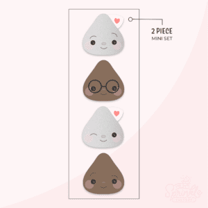 Clipart of a stack of mini chocolate kiss chocolates with the first being in foil with a white tag with a pink heart and a smile on his body, the second is brown chocolate with a face wearing glasses, the third is also in foil with a tag but his face is winking and the last is chocolate with a smile smile.
