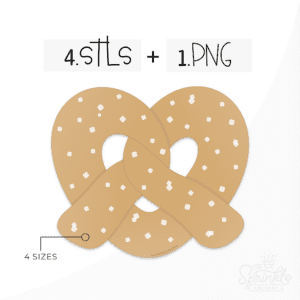 Clipart of a golden pretzel with large white specs of salt all over it.