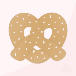 Clipart of a golden pretzel with large white specs of salt all over it.