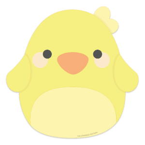 Clipart of a yellow chick squishmallow with an orange beak.