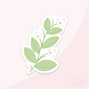Clipart of a floral swag with green leaves a white blossoms.