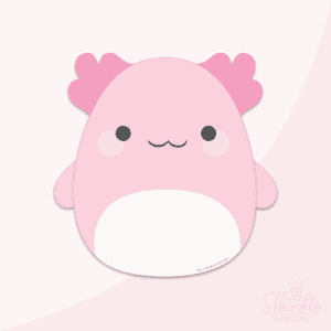 Clipart of a pink squishmallow axolotl.