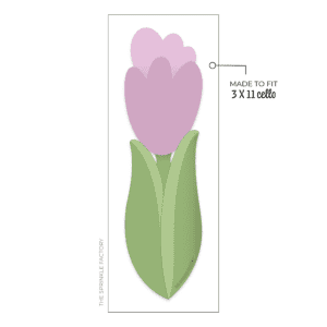 Clipart of a tall purple flower with green leaves.