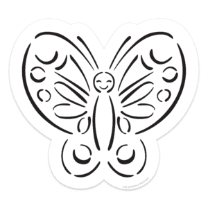 Clipart of a black and white line drawing of a butterfly.