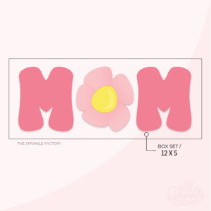 Clipart of M (in pink) and O made from a pink flower with a yellow centre and another pink M to spell MOM.