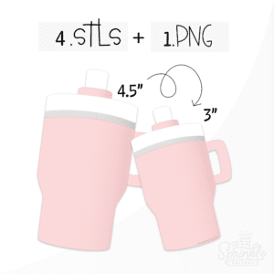 Clipart of a pink travel coffee or water mug with handle and white straw.