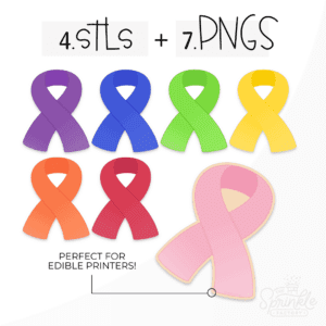 Clipart of Awareness Ribbons in purple, blue, green, yellow, orange, red and pink.