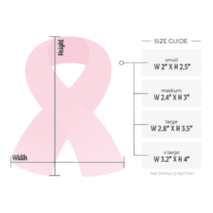 Clipart of an awareness ribbon in light pink with size guide.