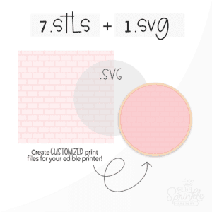 Clipart of a basic pink circle with brick overlay and circle cookie.