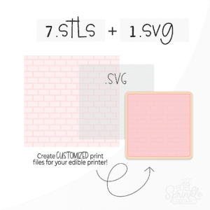 Clipart of a basic pink square with brick overlay and square cookie.