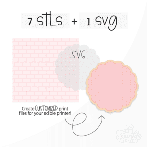 Clipart of a basic pink circle with scalloped edges.
