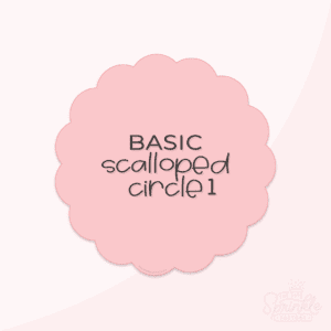Clipart of a basic pink circle with scalloped edges.