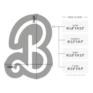 Clipart of a white B with an offset black background with size guide.