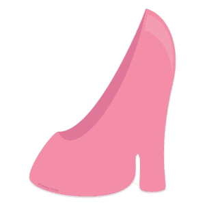 Clipart of a darker pink doll size high heel shoe.