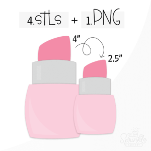 Clipart of a dark pink lipstick in a lighter pink and grey tube.