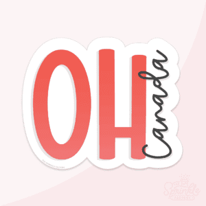 Clipart of OH in red with Canada written horizontally up the side of the H in black cursive lettering.