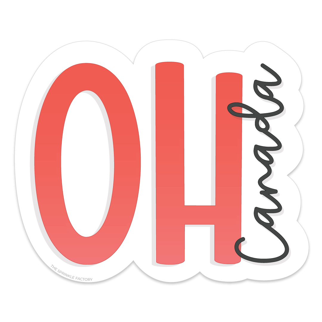 Clipart of OH in red with Canada written horizontally up the side of the H in black cursive lettering.