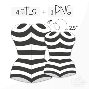 Clipart of a black and white striped strapless doll romper.