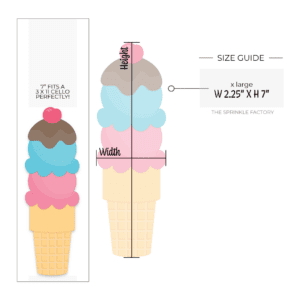 Clipart of a 2 scoop ice cream cone on a classic golden cone with a pink and blue scoop with brown fudge topping and a red cherry.
