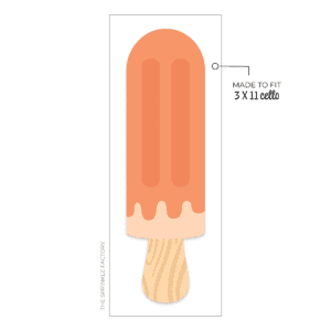 Clipart of a tall skinny orange popsicle with lighter orange cream near the bottom on a wooden stick.