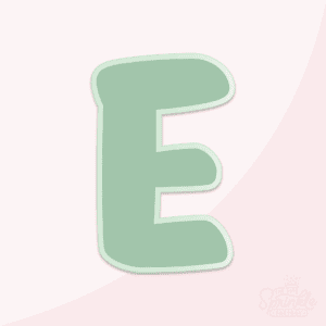 Image of a green capital letter E with an offset light green background.