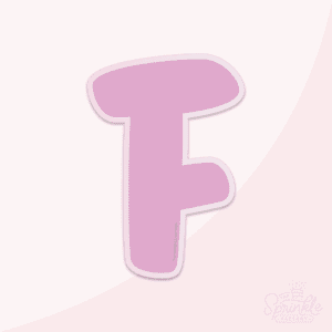 Image of a purple capital letter F with an offset light purple background.