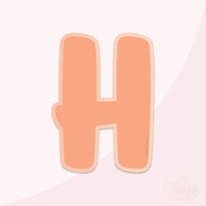 Image of an orange capital letter H with an offset light orange background.