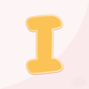 Image of a yellow capital letter I with an offset light yellow background.