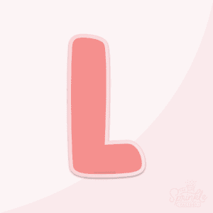 Image of a pink capital letter L with an offset light pink background.
