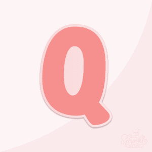 Image of a pink capital letter Q with an offset light pink background.