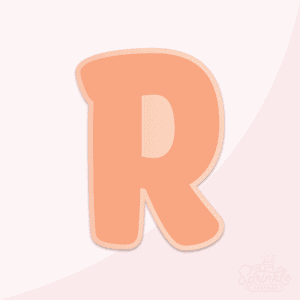 Image of an orange capital letter R with an offset light orange background.