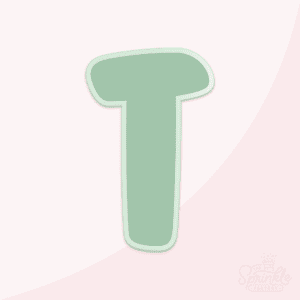 Clipart of a green capital letter T with an offset light green background.