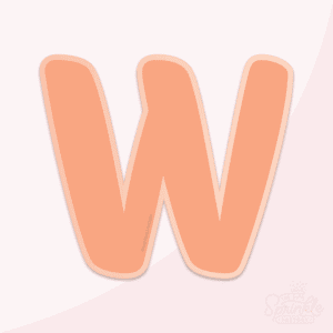 Clipart of an orange capital letter W with a light orange offset background.
