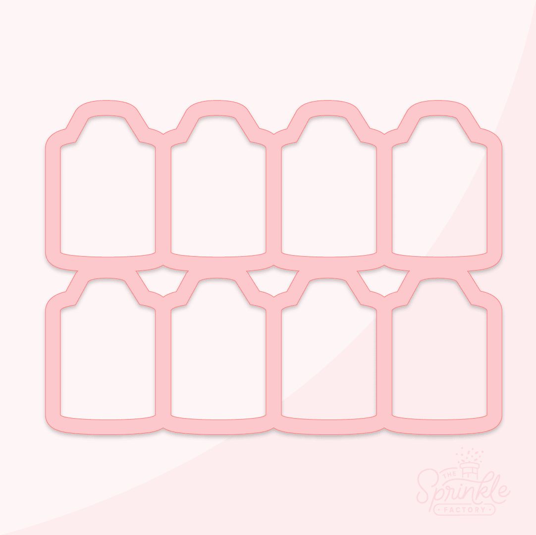 Clipart image of a pink multi mini crayon cookie cutter with 8 crayon slots.