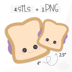 Clipart of a brown Peanut Butter Sandwich with dark brown crust and purple jelly.
